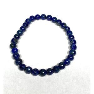 Bracelet Lapis Stone Beads Polished Stretch 6.75”
